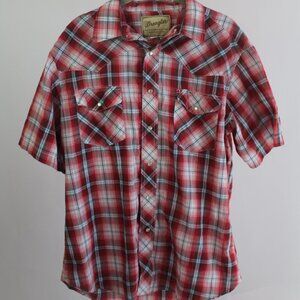Men's Wrangler Red/White Western Fashion Snap Blouse Size L